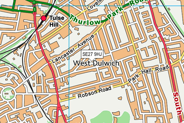 SE27 9HJ map - OS VectorMap District (Ordnance Survey) SE27 9HJ map - OS VectorMap District (Ordnance Survey)