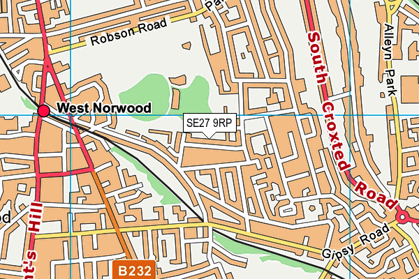 SE27 9RP map - OS VectorMap District (Ordnance Survey) SE27 9RP map - OS VectorMap District (Ordnance Survey)