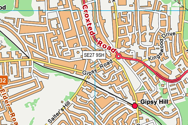 SE27 9SH map - OS VectorMap District (Ordnance Survey) SE27 9SH map - OS VectorMap District (Ordnance Survey)