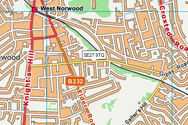 SE27 9TQ map - OS VectorMap District (Ordnance Survey) SE27 9TQ map - OS VectorMap District (Ordnance Survey)