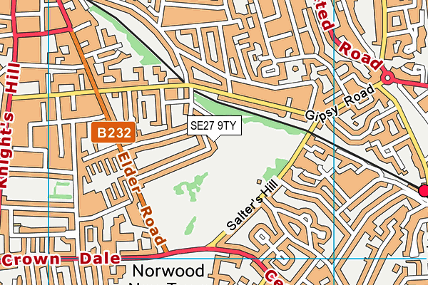 SE27 9TY map - OS VectorMap District (Ordnance Survey) SE27 9TY map - OS VectorMap District (Ordnance Survey)