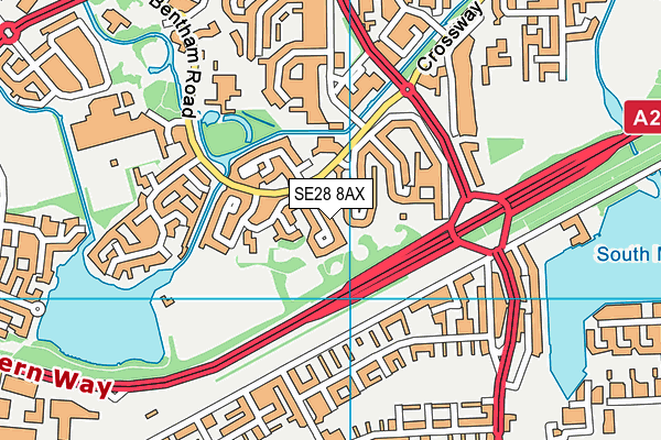 SE28 8AX map - OS VectorMap District (Ordnance Survey) SE28 8AX map - OS VectorMap District (Ordnance Survey)