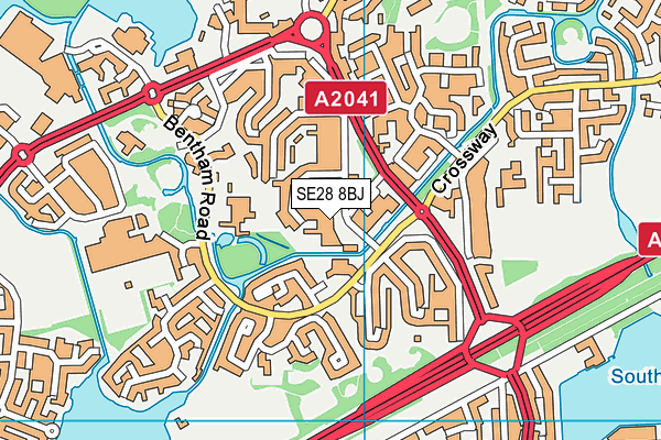 SE28 8BJ map - OS VectorMap District (Ordnance Survey) SE28 8BJ map - OS VectorMap District (Ordnance Survey)