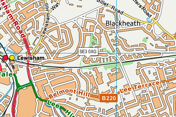 SE3 0XG map - OS VectorMap District (Ordnance Survey)