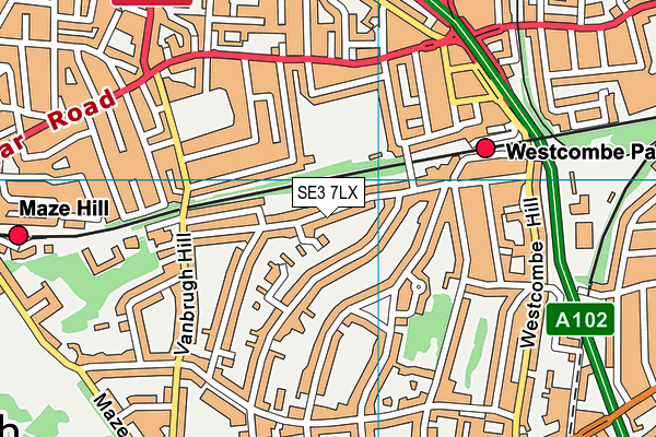 SE3 7LX map - OS VectorMap District (Ordnance Survey)