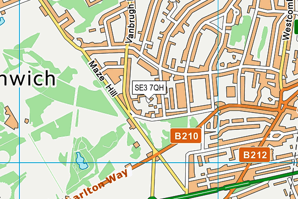 SE3 7QH map - OS VectorMap District (Ordnance Survey) SE3 7QH map - OS VectorMap District (Ordnance Survey)