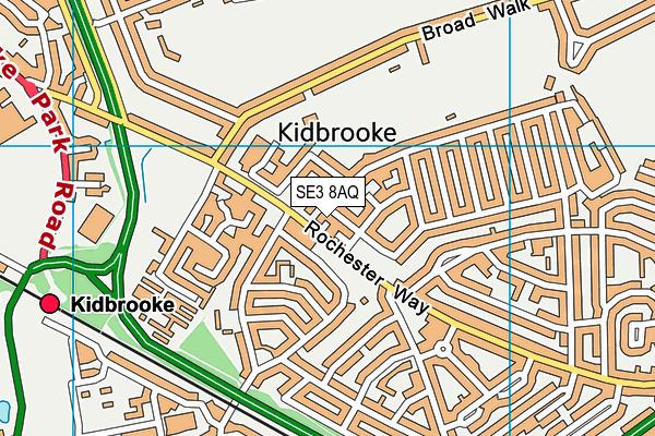 SE3 8AQ map - OS VectorMap District (Ordnance Survey)