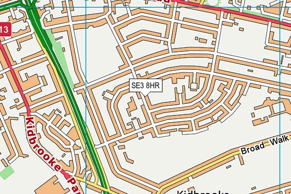 SE3 8HR map - OS VectorMap District (Ordnance Survey) SE3 8HR map - OS VectorMap District (Ordnance Survey)