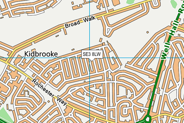 SE3 8LW map - OS VectorMap District (Ordnance Survey) SE3 8LW map - OS VectorMap District (Ordnance Survey)