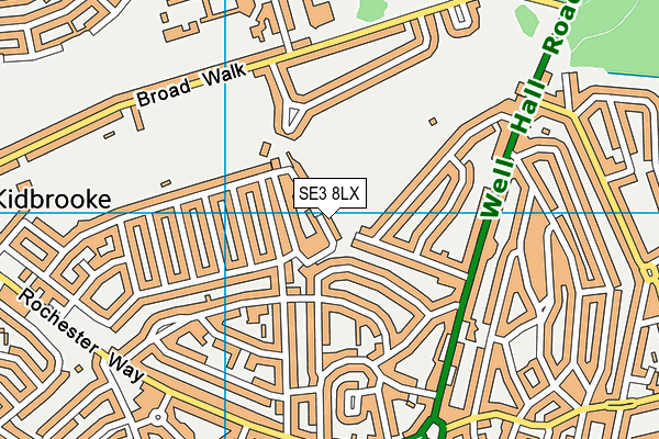 SE3 8LX map - OS VectorMap District (Ordnance Survey) SE3 8LX map - OS VectorMap District (Ordnance Survey)