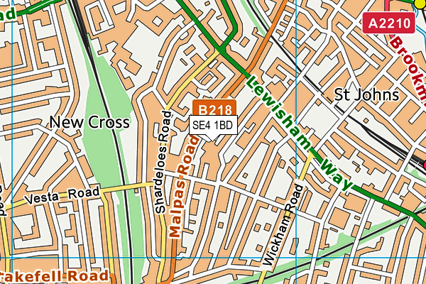 SE4 1BD map - OS VectorMap District (Ordnance Survey)