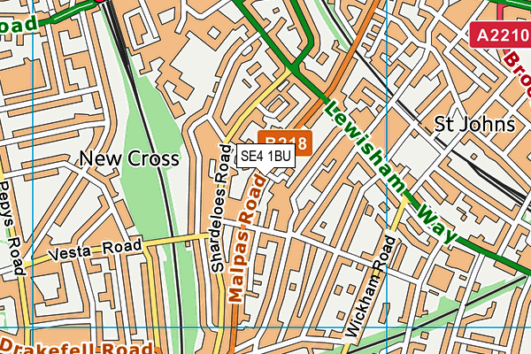 SE4 1BU map - OS VectorMap District (Ordnance Survey)
