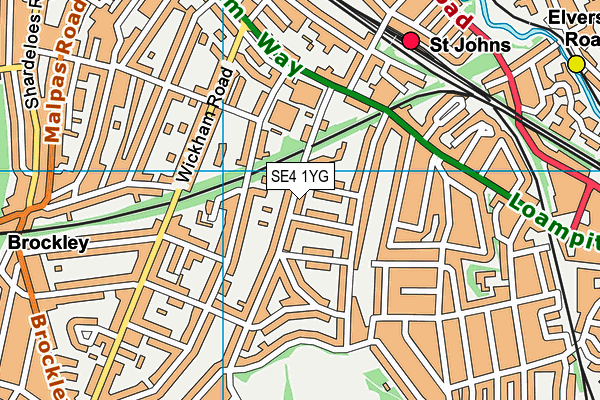 SE4 1YG map - OS VectorMap District (Ordnance Survey)