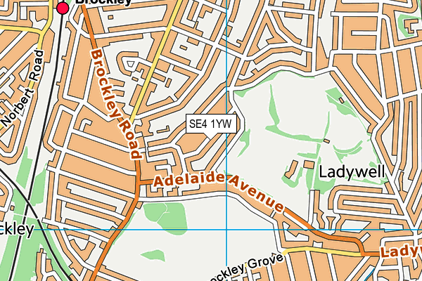 SE4 1YW map - OS VectorMap District (Ordnance Survey) SE4 1YW map - OS VectorMap District (Ordnance Survey)