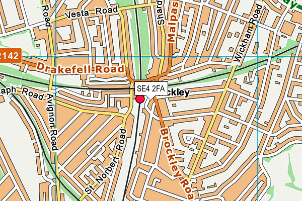 SE4 2FA map - OS VectorMap District (Ordnance Survey) SE4 2FA map - OS VectorMap District (Ordnance Survey)