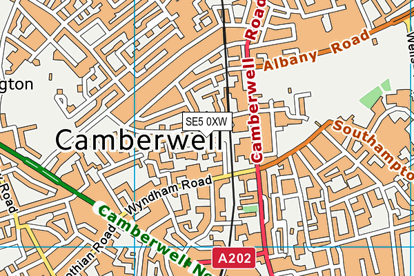 SE5 0XW map - OS VectorMap District (Ordnance Survey) SE5 0XW map - OS VectorMap District (Ordnance Survey)