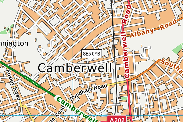 SE5 0YB map - OS VectorMap District (Ordnance Survey) SE5 0YB map - OS VectorMap District (Ordnance Survey)