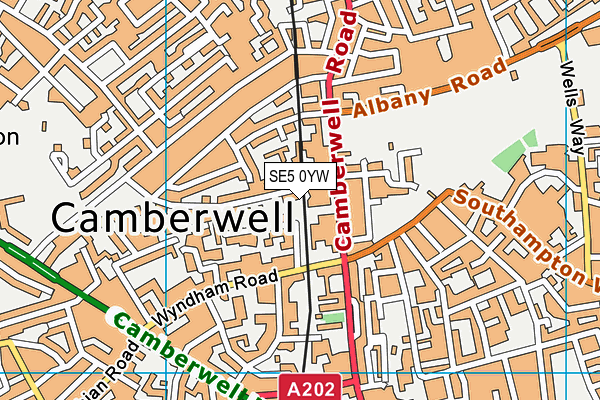 SE5 0YW map - OS VectorMap District (Ordnance Survey) SE5 0YW map - OS VectorMap District (Ordnance Survey)