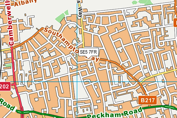 SE5 7FR map - OS VectorMap District (Ordnance Survey) SE5 7FR map - OS VectorMap District (Ordnance Survey)