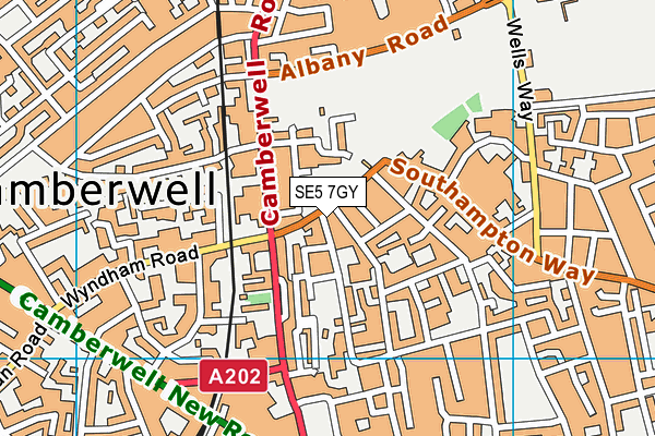 SE5 7GY map - OS VectorMap District (Ordnance Survey) SE5 7GY map - OS VectorMap District (Ordnance Survey)