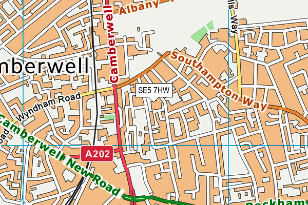 SE5 7HW map - OS VectorMap District (Ordnance Survey) SE5 7HW map - OS VectorMap District (Ordnance Survey)