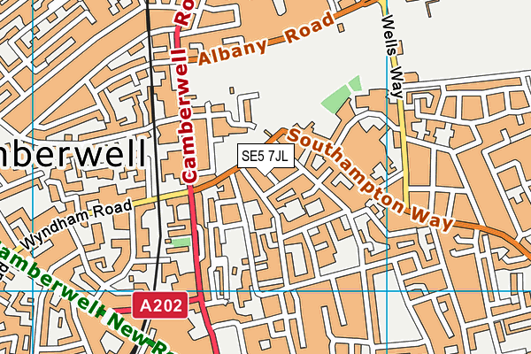 SE5 7JL map - OS VectorMap District (Ordnance Survey) SE5 7JL map - OS VectorMap District (Ordnance Survey)