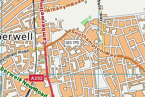 SE5 7PD map - OS VectorMap District (Ordnance Survey) SE5 7PD map - OS VectorMap District (Ordnance Survey)