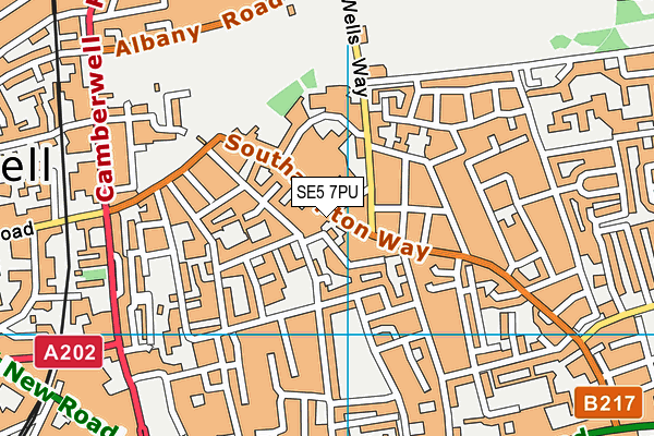 SE5 7PU map - OS VectorMap District (Ordnance Survey) SE5 7PU map - OS VectorMap District (Ordnance Survey)