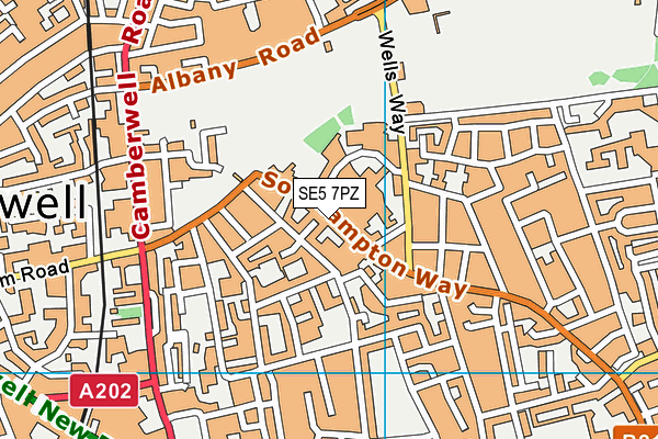 SE5 7PZ map - OS VectorMap District (Ordnance Survey) SE5 7PZ map - OS VectorMap District (Ordnance Survey)