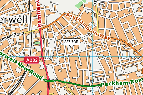 SE5 7QR map - OS VectorMap District (Ordnance Survey) SE5 7QR map - OS VectorMap District (Ordnance Survey)
