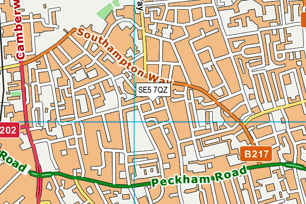 SE5 7QZ map - OS VectorMap District (Ordnance Survey)