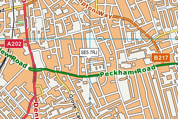 SE5 7RJ map - OS VectorMap District (Ordnance Survey) SE5 7RJ map - OS VectorMap District (Ordnance Survey)