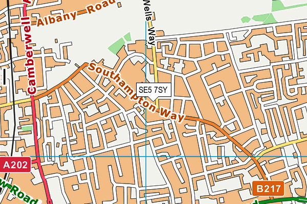 SE5 7SY map - OS VectorMap District (Ordnance Survey) SE5 7SY map - OS VectorMap District (Ordnance Survey)