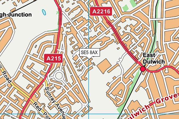 SE5 8AX map - OS VectorMap District (Ordnance Survey)