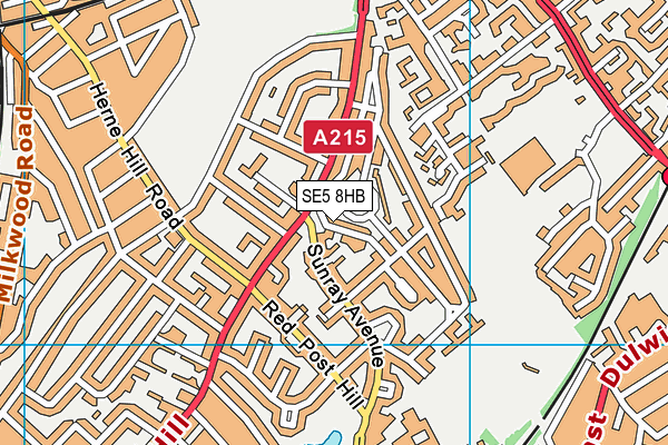 SE5 8HB map - OS VectorMap District (Ordnance Survey)