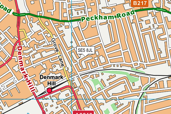 SE5 8JL map - OS VectorMap District (Ordnance Survey) SE5 8JL map - OS VectorMap District (Ordnance Survey)