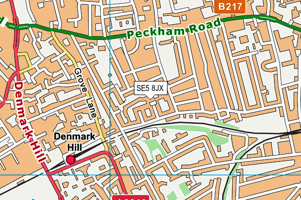 SE5 8JX map - OS VectorMap District (Ordnance Survey) SE5 8JX map - OS VectorMap District (Ordnance Survey)
