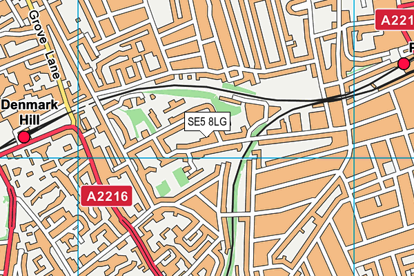 SE5 8LG map - OS VectorMap District (Ordnance Survey) SE5 8LG map - OS VectorMap District (Ordnance Survey)