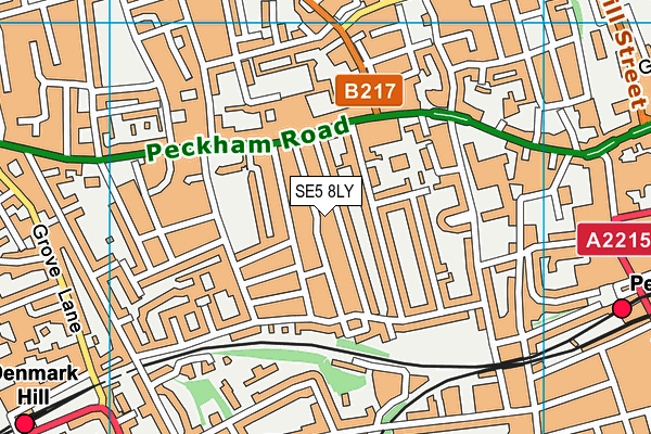 SE5 8LY map - OS VectorMap District (Ordnance Survey) SE5 8LY map - OS VectorMap District (Ordnance Survey)