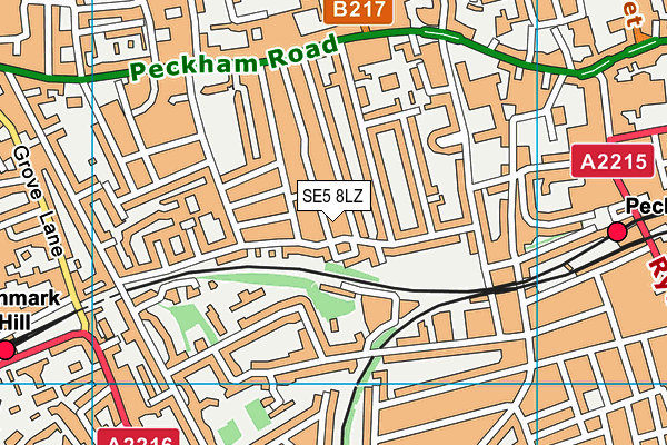 SE5 8LZ map - OS VectorMap District (Ordnance Survey) SE5 8LZ map - OS VectorMap District (Ordnance Survey)
