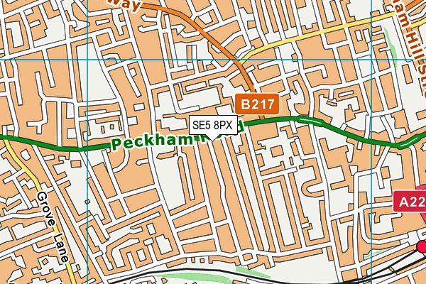 SE5 8PX map - OS VectorMap District (Ordnance Survey) SE5 8PX map - OS VectorMap District (Ordnance Survey)
