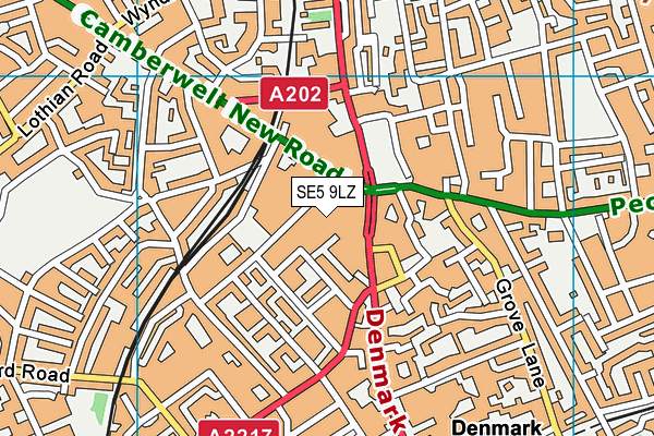 SE5 9LZ map - OS VectorMap District (Ordnance Survey) SE5 9LZ map - OS VectorMap District (Ordnance Survey)