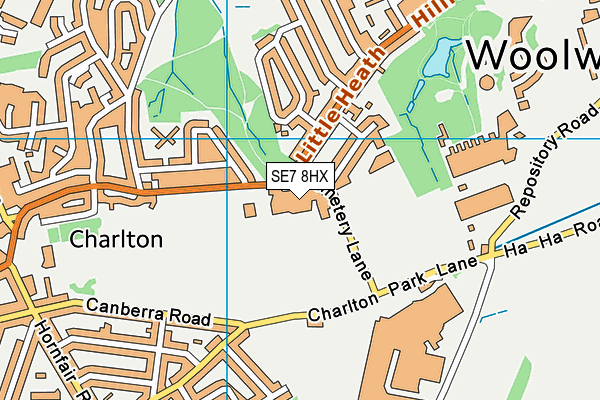 SE7 8HX map - OS VectorMap District (Ordnance Survey)