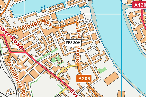 SE8 3QH map - OS VectorMap District (Ordnance Survey) SE8 3QH map - OS VectorMap District (Ordnance Survey)