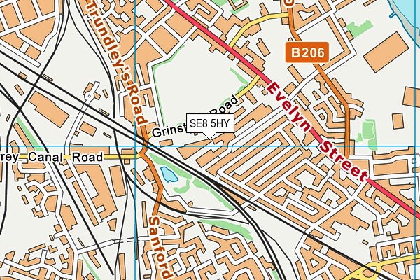 SE8 5HY map - OS VectorMap District (Ordnance Survey)