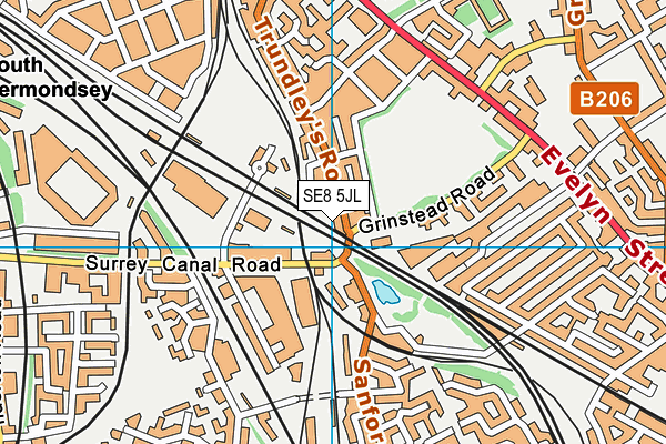 SE8 5JL map - OS VectorMap District (Ordnance Survey)
