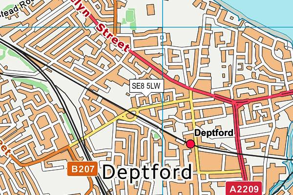SE8 5LW map - OS VectorMap District (Ordnance Survey)