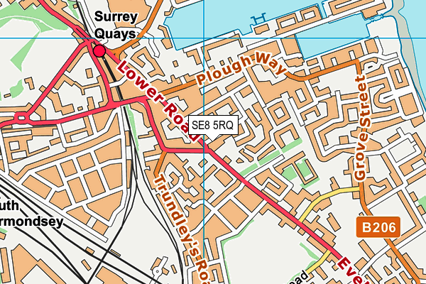 SE8 5RQ map - OS VectorMap District (Ordnance Survey)