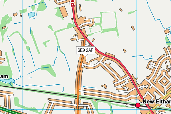 SE9 2AF map - OS VectorMap District (Ordnance Survey)