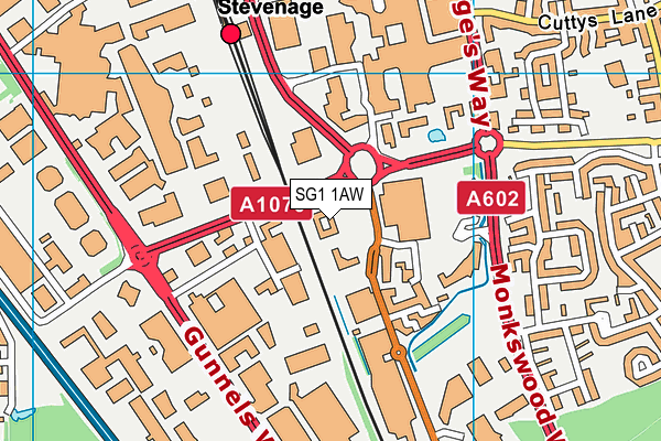 SG1 1AW map - OS VectorMap District (Ordnance Survey) SG1 1AW map - OS VectorMap District (Ordnance Survey)